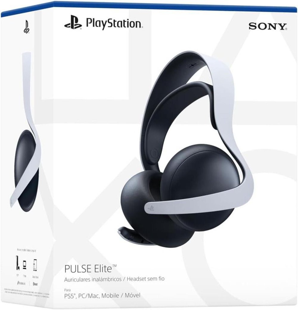 Headset Sony Ps5 Sem Fio Pulse Elite (Bluetooth /Bateria Litio 1000 Mah/Capacidade Para Até 12 Horas) - Branco E Preto