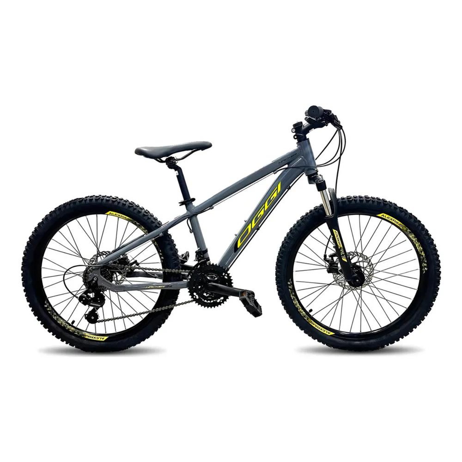 Bicicleta Oggi 24 Hacker 21V Cinza, Amarelo E Preto 2024 - Ba040011