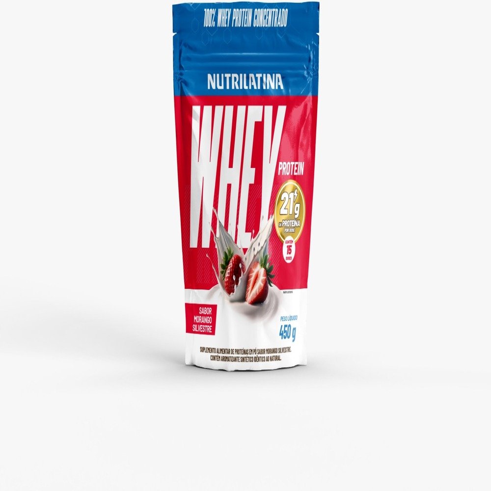Whey Protein Concentrado Morango 450G - 21G Proteína