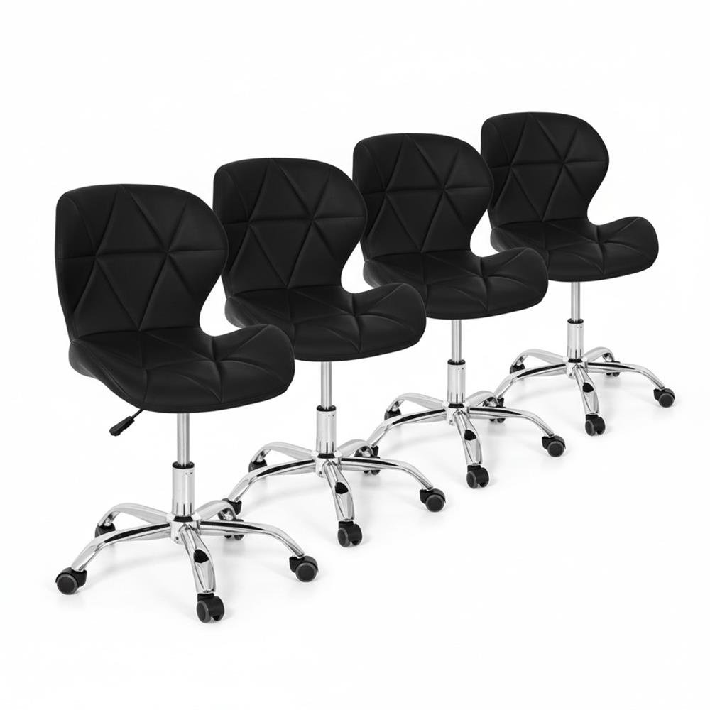 Conjunto 4 Cadeiras Office Eiffel Slim Giratória Ajustável Preta