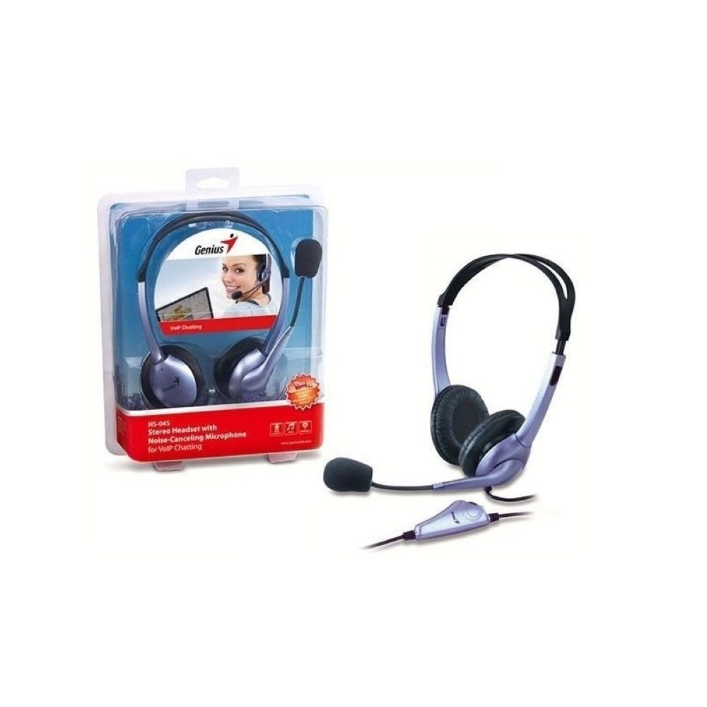 Headset Genius Hs-04S (Controle De Volume / P2 / Headband / 20 Hz - 0Khz / 100 Db / Cabo 2M)
