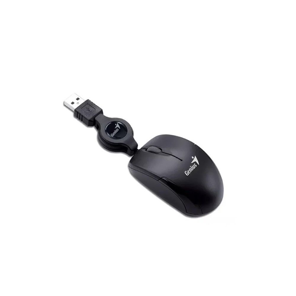Mouse Genius Micro Traveler V2 Preto (Usb / 1000 Dpi / 3 Botões / Cabo Retrátil 0,86M)