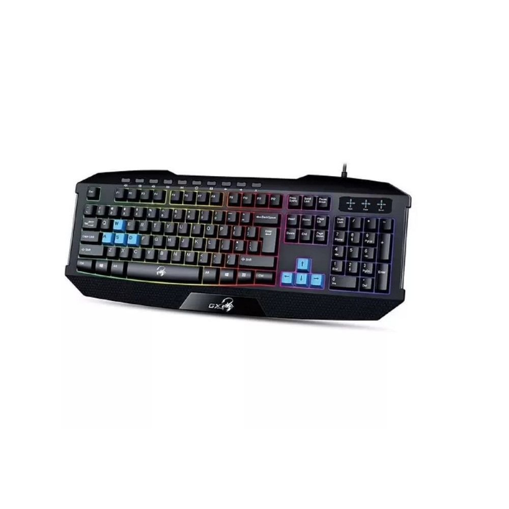 Teclado Gamer Genius Scorpion K215 (Usb / Tecla Côncava / Multimídia / Resistente À Respingos / Iluminação Rainbow 7 Cores / Cabo 1,5M)