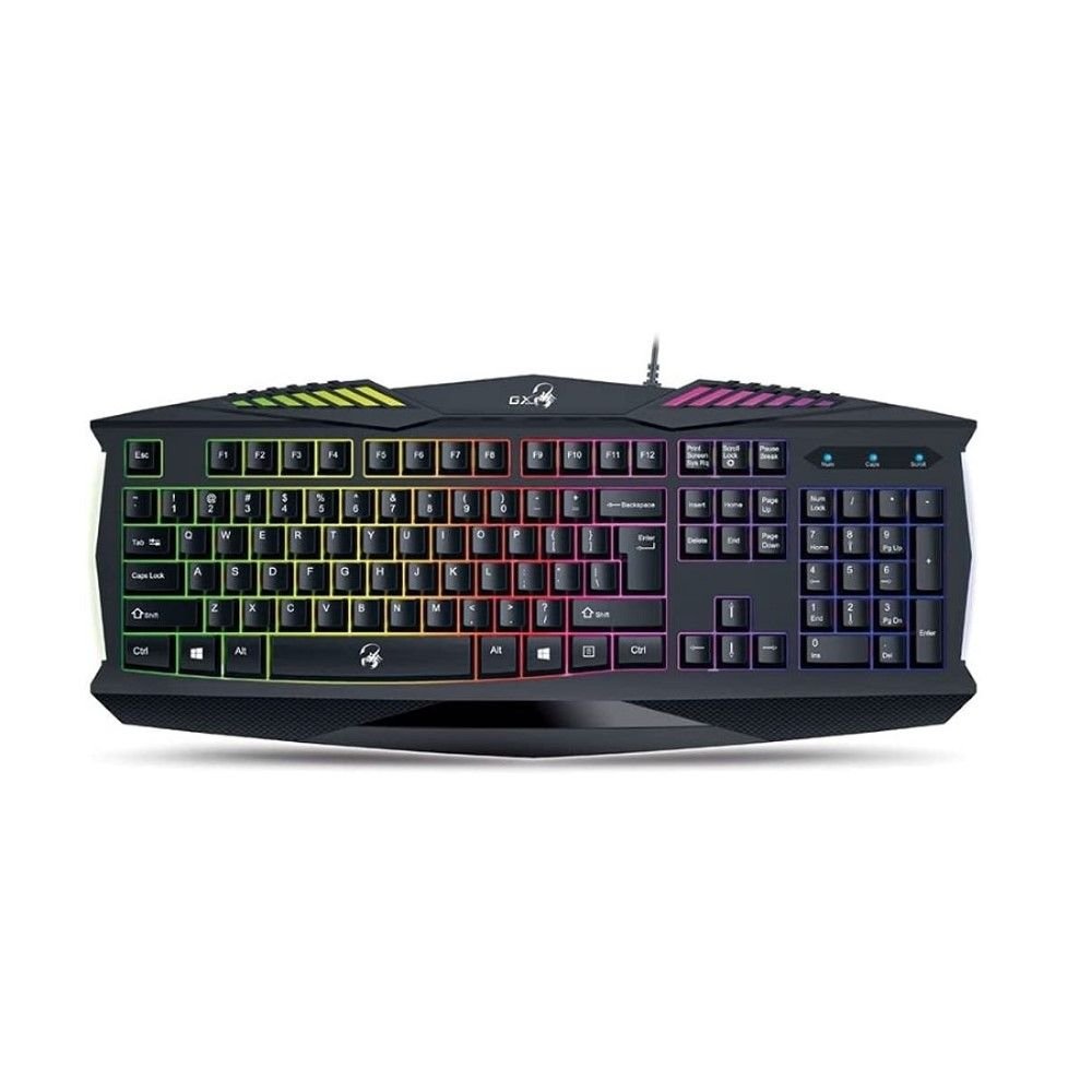 Teclado Gamer Genius Scorpion K220 (Usb / Tecla Côncava / Multimídia / Resistente À Respingos / Iluminação Rainbow 7 Cores / Cabo 1,5M)