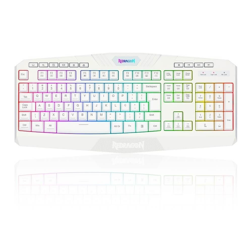 Teclado Gamer Membrana Redragon Harpe 2 Branco ( Abnt2 )