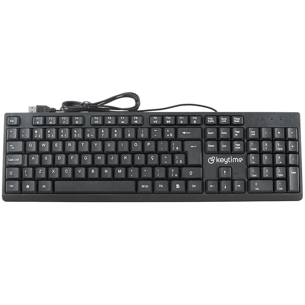 Teclado Keytime Office Typeflow Abnt 2 12 Teclas Multimídia Usb 2,0 Cabo 1,4M Preto - Kyt00009