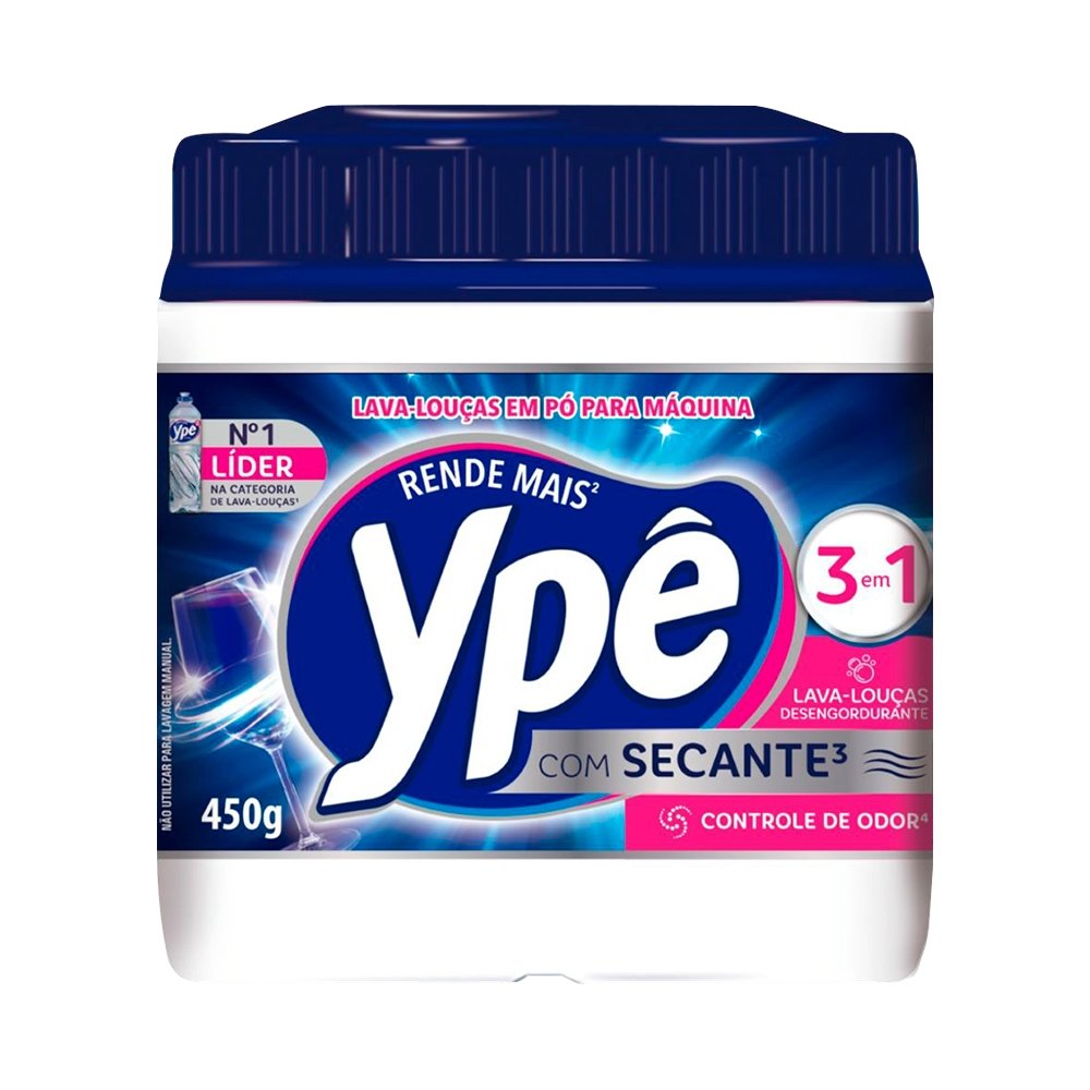 Detergente em Pó Ypê Lava Louças - Para Máquina com Secante Pote 450g