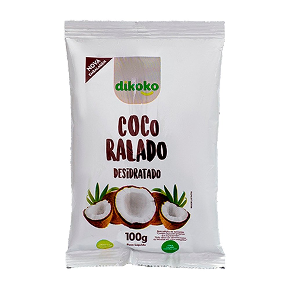Coco Ralado Dikoko Puro e Desidratado 100g - Embalagem com 24 Unidades ...