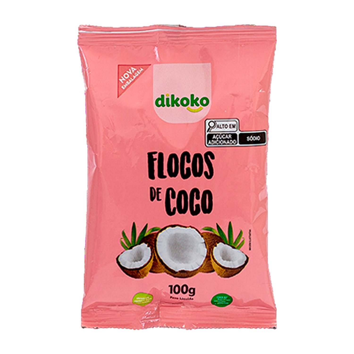 Coco em Flocos Dikoko Úmido e Adoçado 100g - Embalagem com 24 Unidades ...