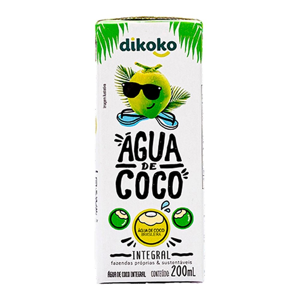 Água de Coco Dikoko Integral 200ml - Embalagem com 24 Unidades
