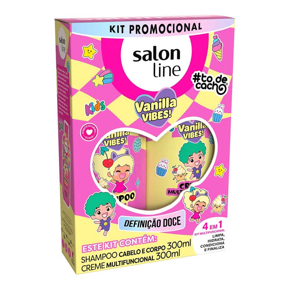 Kit Shampoo + Creme Multifuncional Salon Line Tô de Cachos Kids - Vanilla Definição Doce 300ml