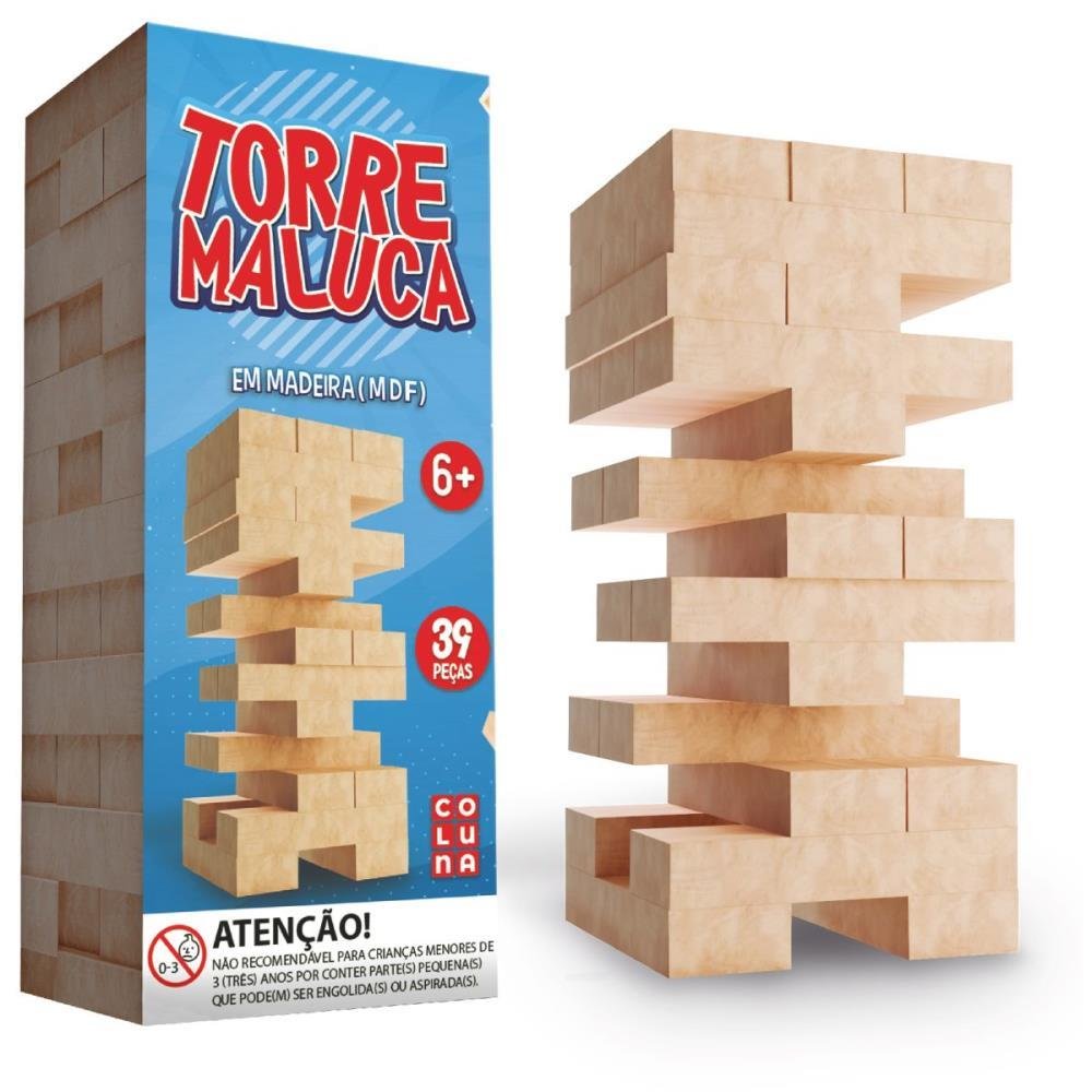 Jogo Diverso Torre Maluca 39 Peças De Madeira