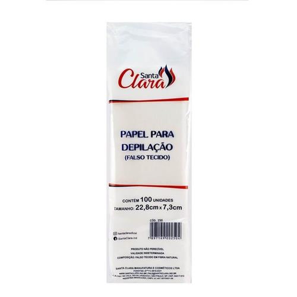 Papel para depilação - Falso Tecido - com 100 unidades Santa Clara R250 22,8 x 7,3 cm