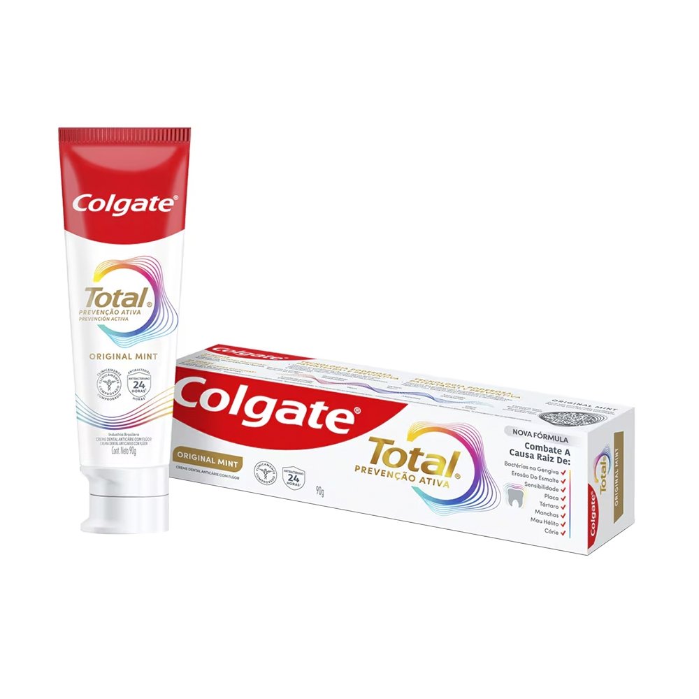 Creme Dental Colgate Total Prevenção Ativa Original Mint 90g - Leve 6 Pague 5 - Embalagem com 6 Unidades