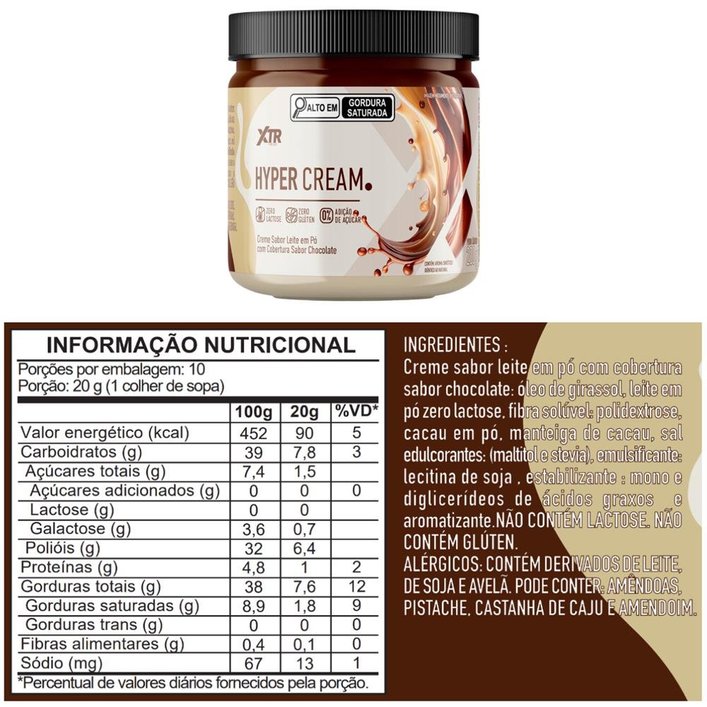 Hyper Cream 200G Leite Em Pó Com Cobertura De Chocolate - Xtr Health ...