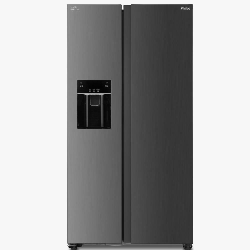 Geladeira Refrigerador Philco Frost Free Eco Inverter 513L Inox Dispenser De Gelo E Água 220V