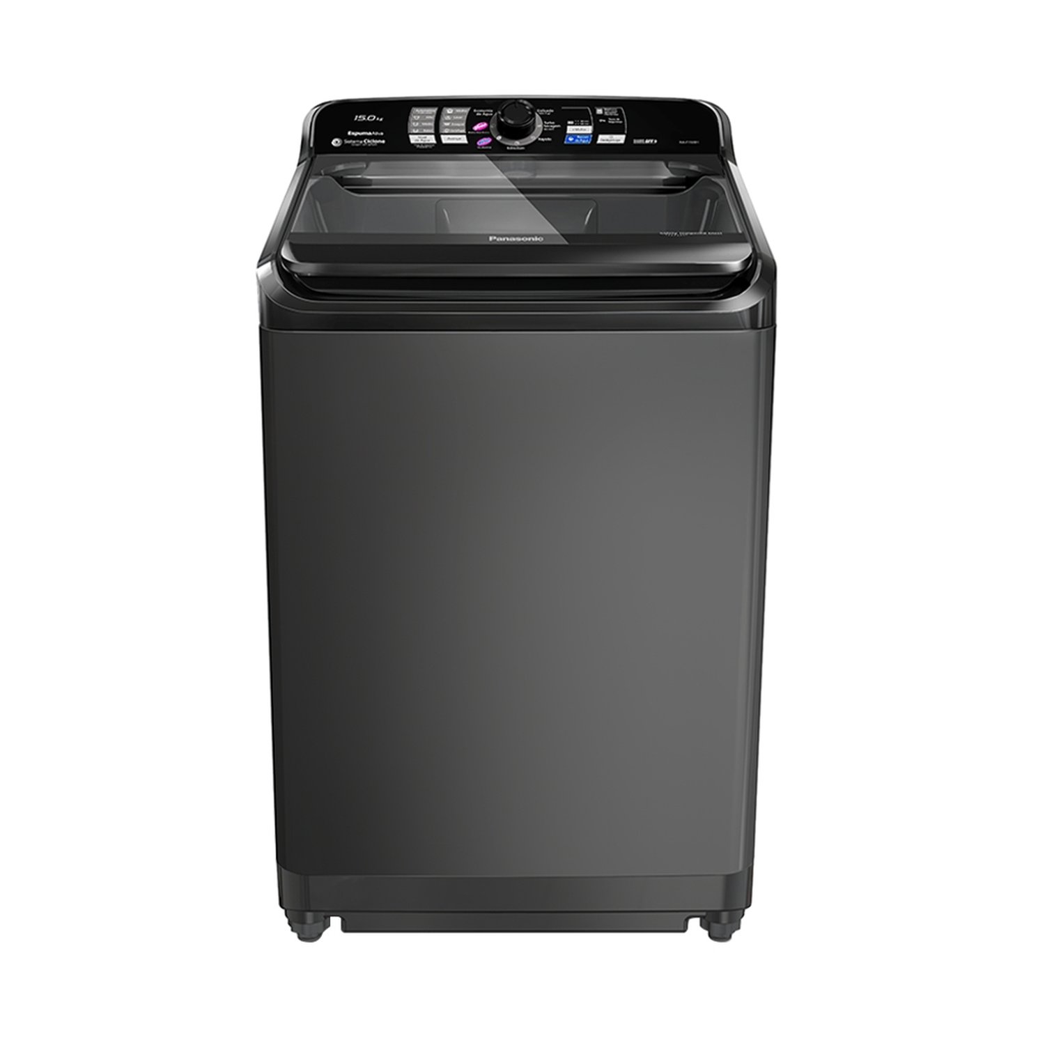 Máquina de Lavar Roupas 15 Kg Panasonic NA-F150B1TB Automática, Smartsense, Cesto Inox, Titânio, 220V