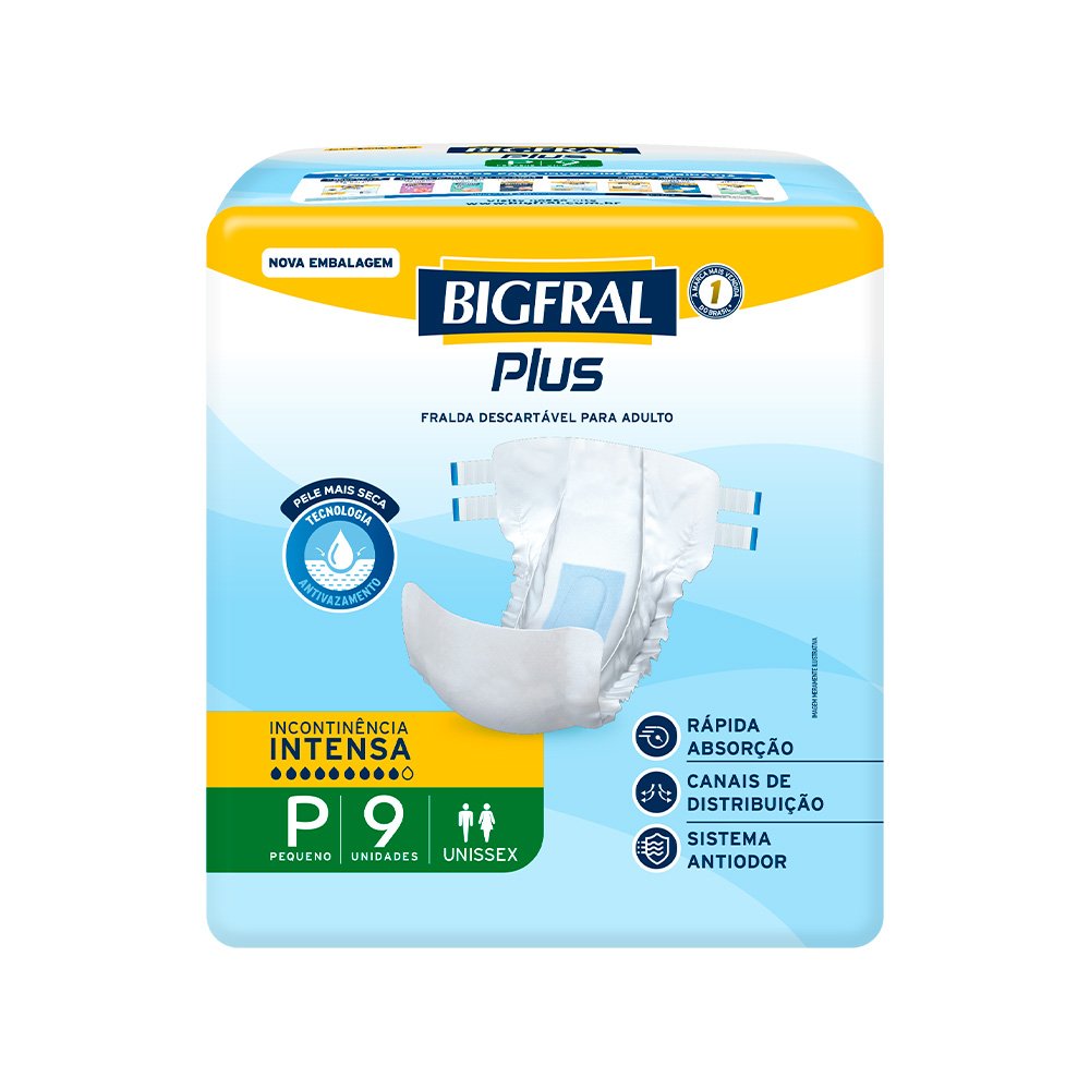 Fralda Geriátrica Bigfral Plus Regular P C/9