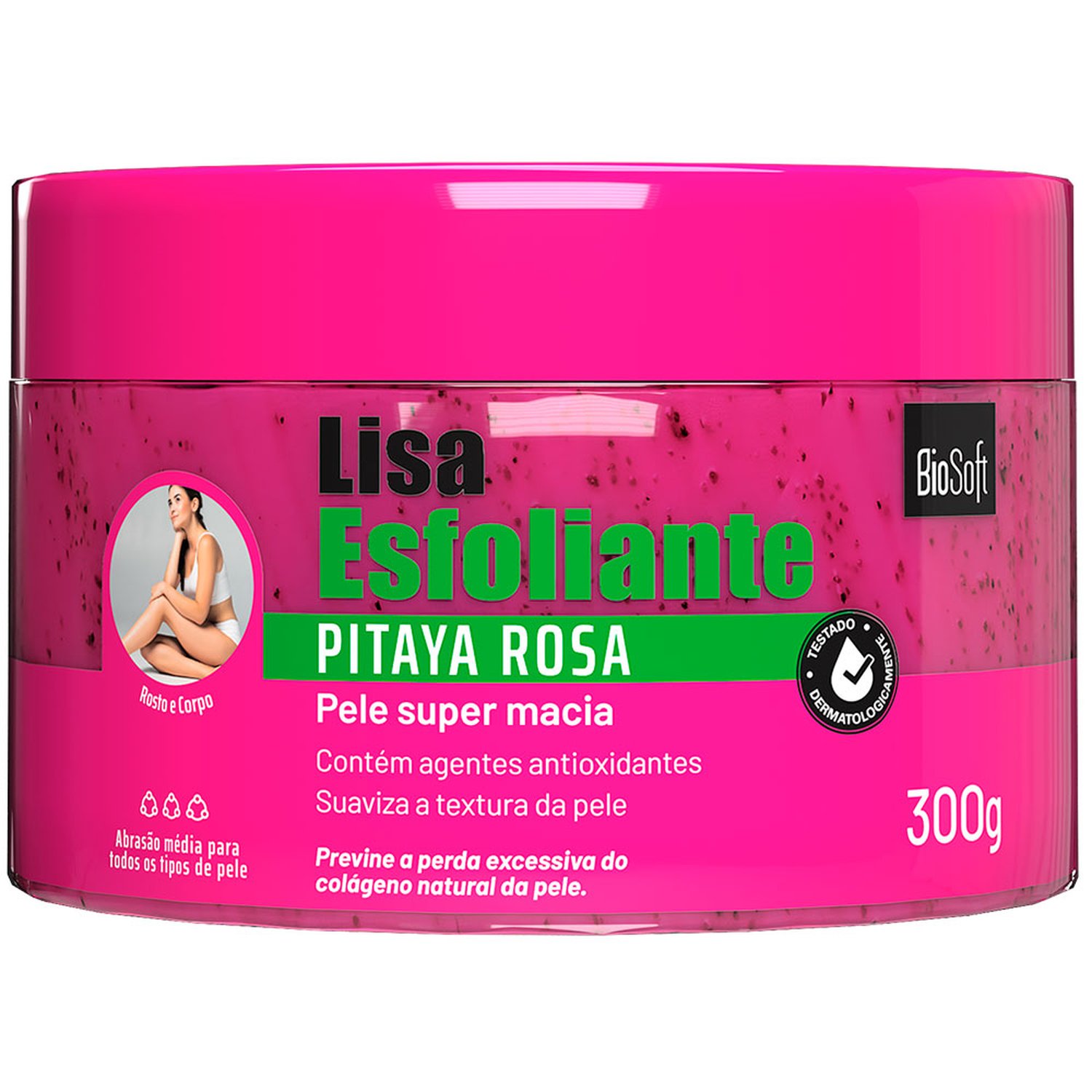 Creme Biosoft Esfoliante Pitaya Rosa 300Gr
