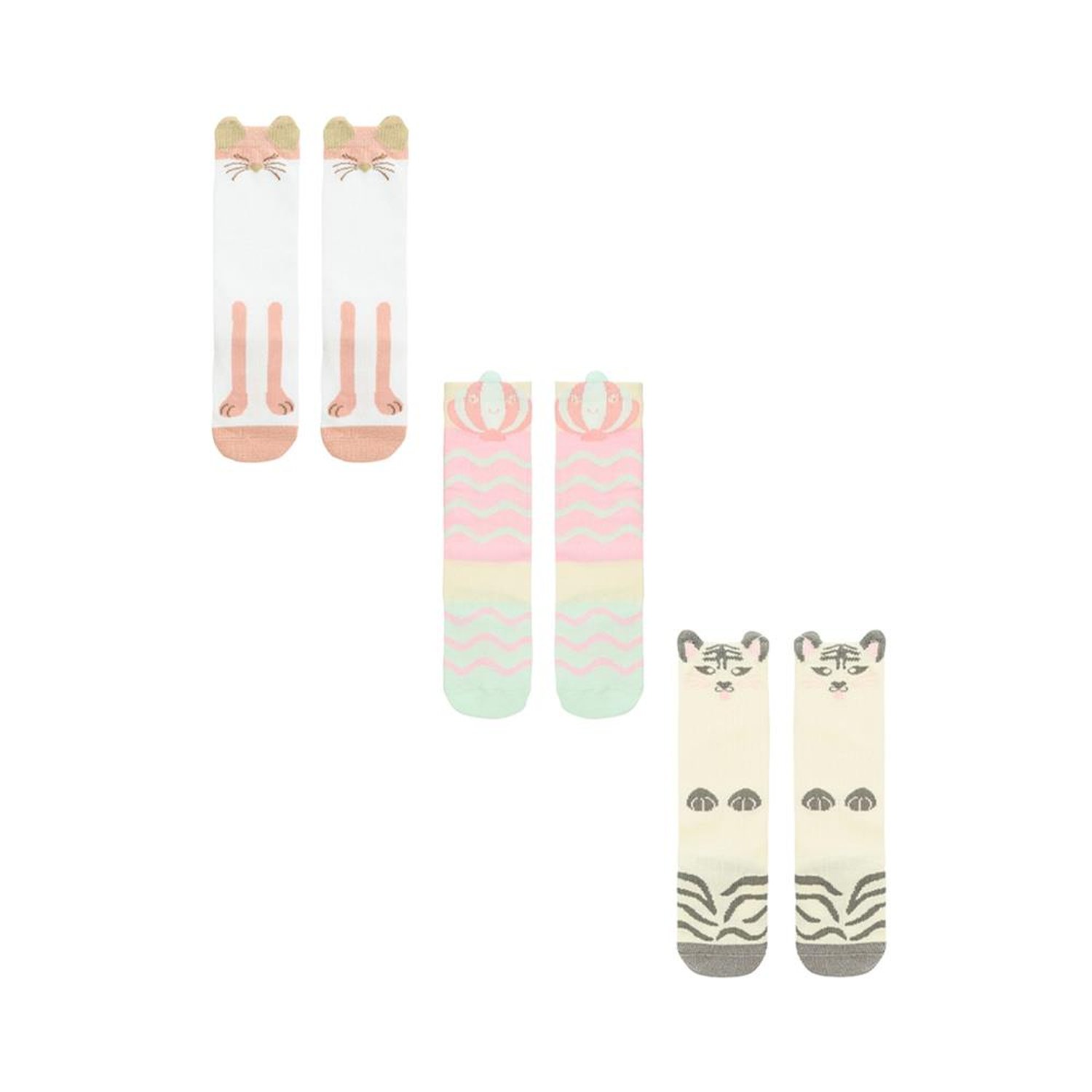 Kit Meia 3/4 Infantil Divertida 16-20 Feminino Pimpolho Com 6 Pares.
