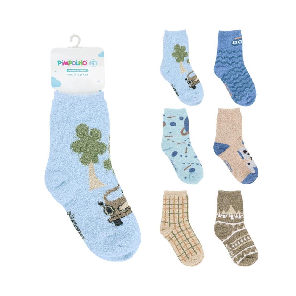 Kit Meia Felpuda 31-34 Masculina Pimpolho Com 24 Pares.