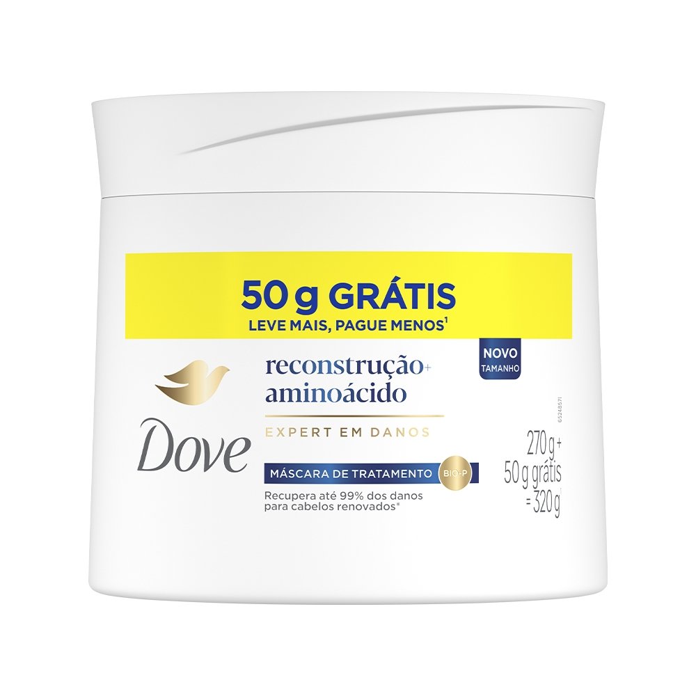 Máscara de Tratamento Dove Reconstrução + Aminoácido 320g Grátis 50g