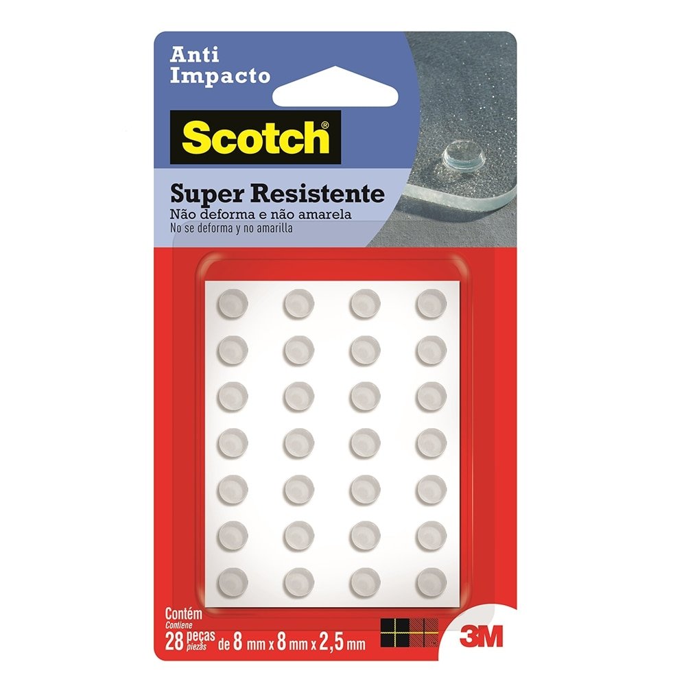 Protetor 3M Scotch Anti-Impacto Redondo PP Blister - 1 Embalagem com 28 Unidades