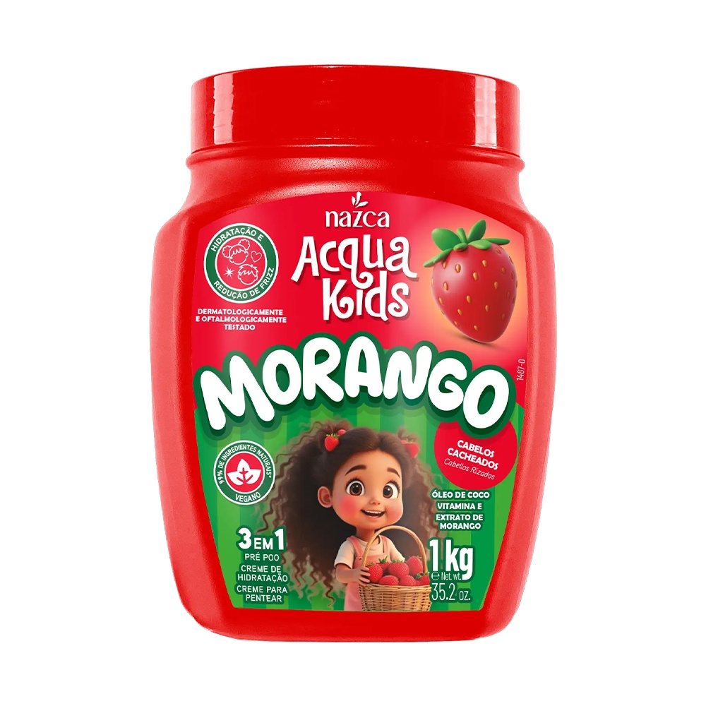 Creme Tratamento Acqua Kids Morango, 3 em 1, 1Kg