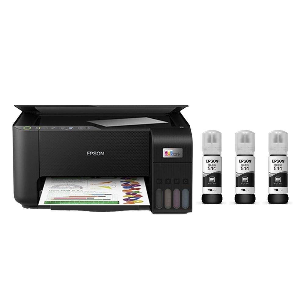 Multifuncional Epson Ecotank L3250 + 3 Refis Preto T544122-Br