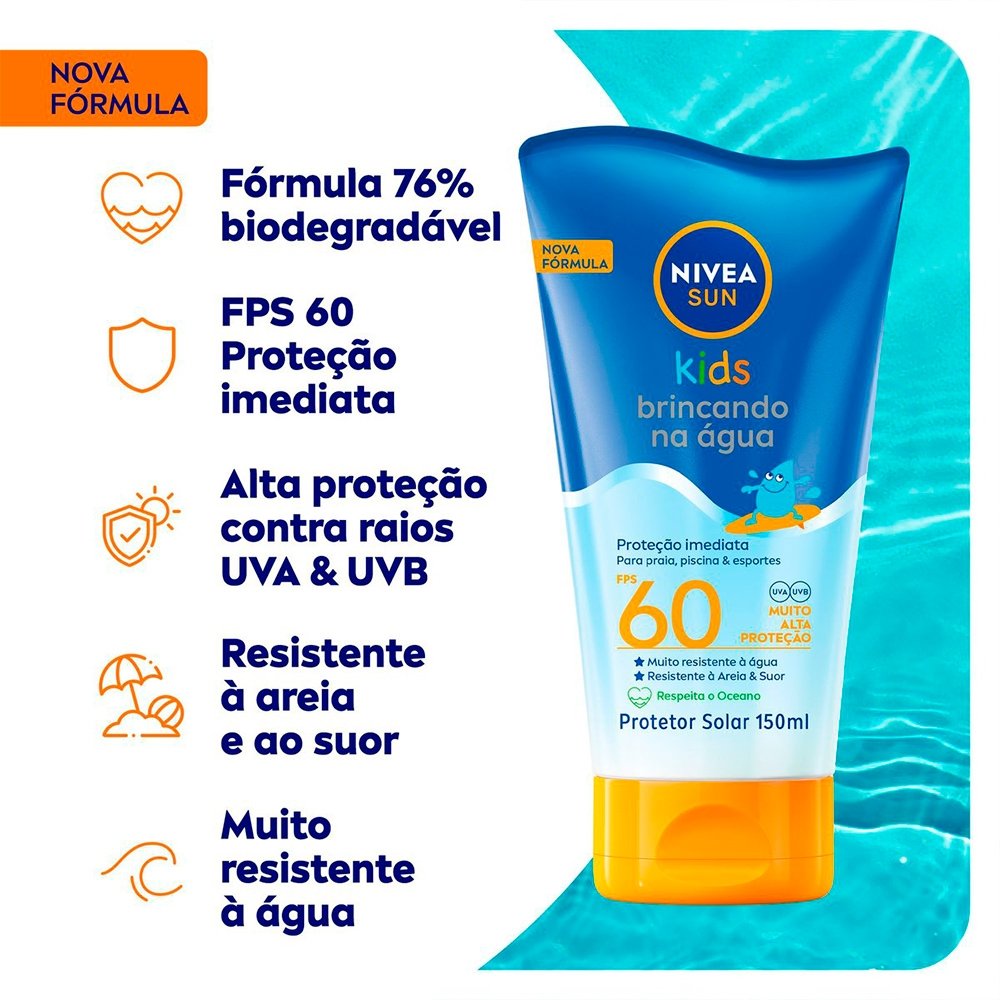 Protetor Solar Nivea Sun Kids Brincando na Água FPS 60 - 150ml