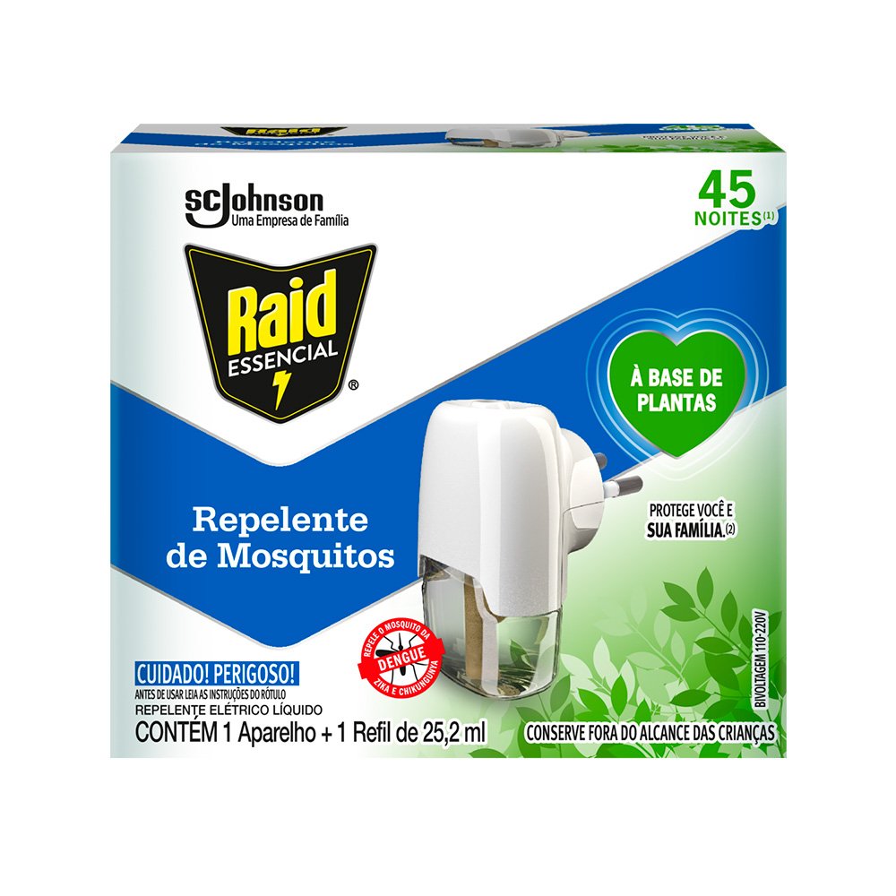 Raid Repelente Eletrico De Mosquito Aparelho+Refil Liquido Base De Plantas