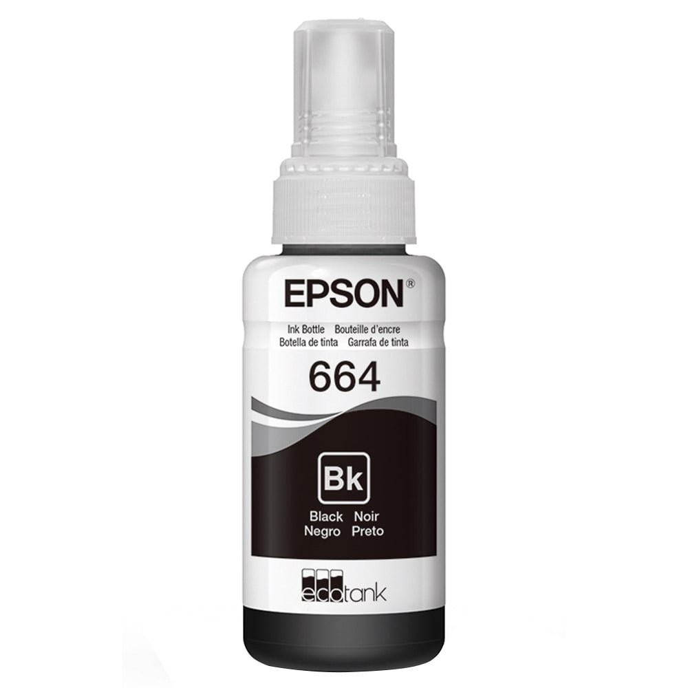 Garrafa de Tinta Original Epson EcoTank 664 T664120 Preto para Impressoras L110, L120