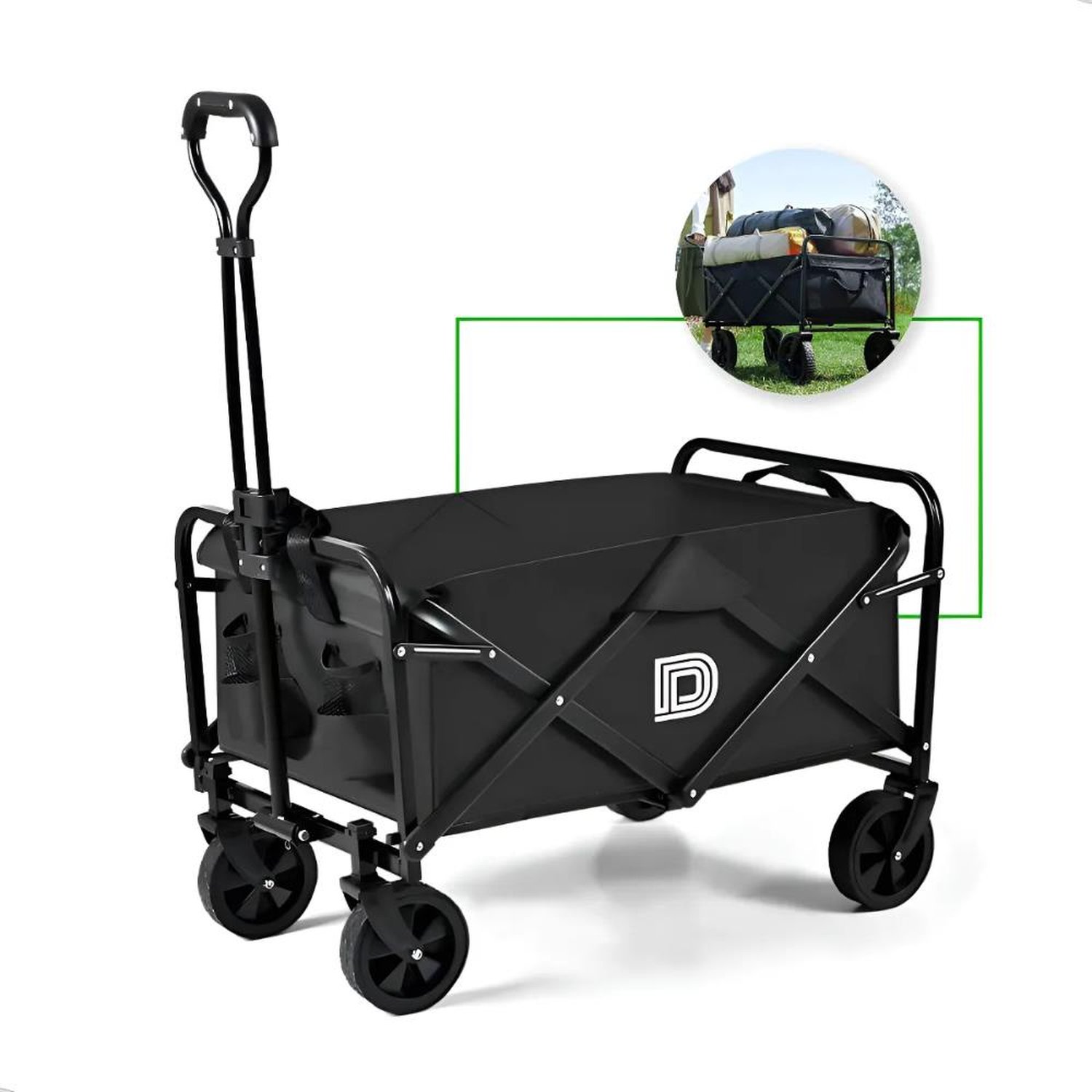 Carrinho De Carga Dobravel Durey Multiuso Praia Camping Feira Preto