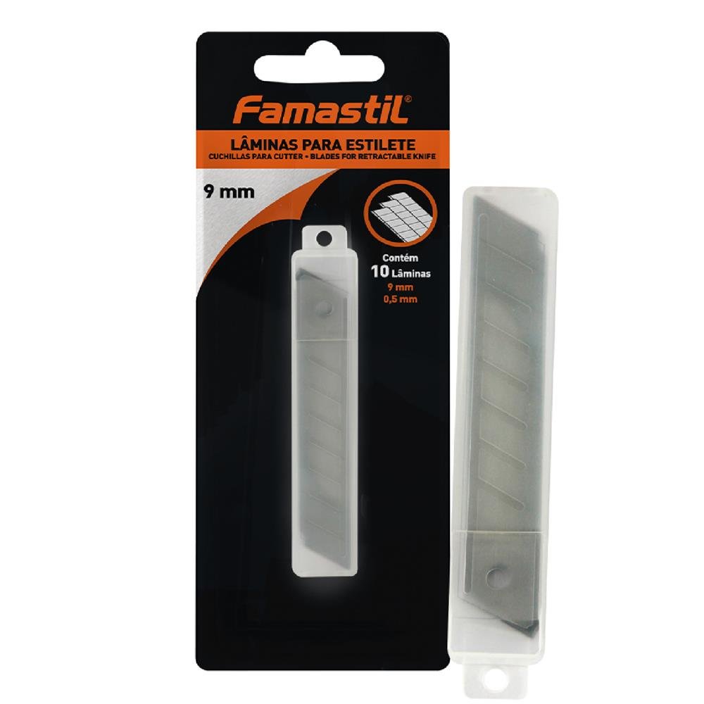 Lamina Para Estilete Famastil 9mm - Embalagem Com 10 Unidades