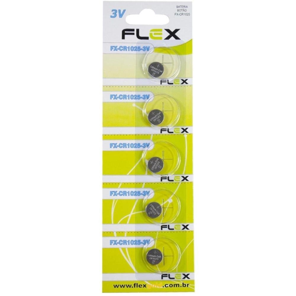 Bateria Botão Alcalina 3V Cr1025 (C/5 Baterias) Flex Un.Venda: Pc/1