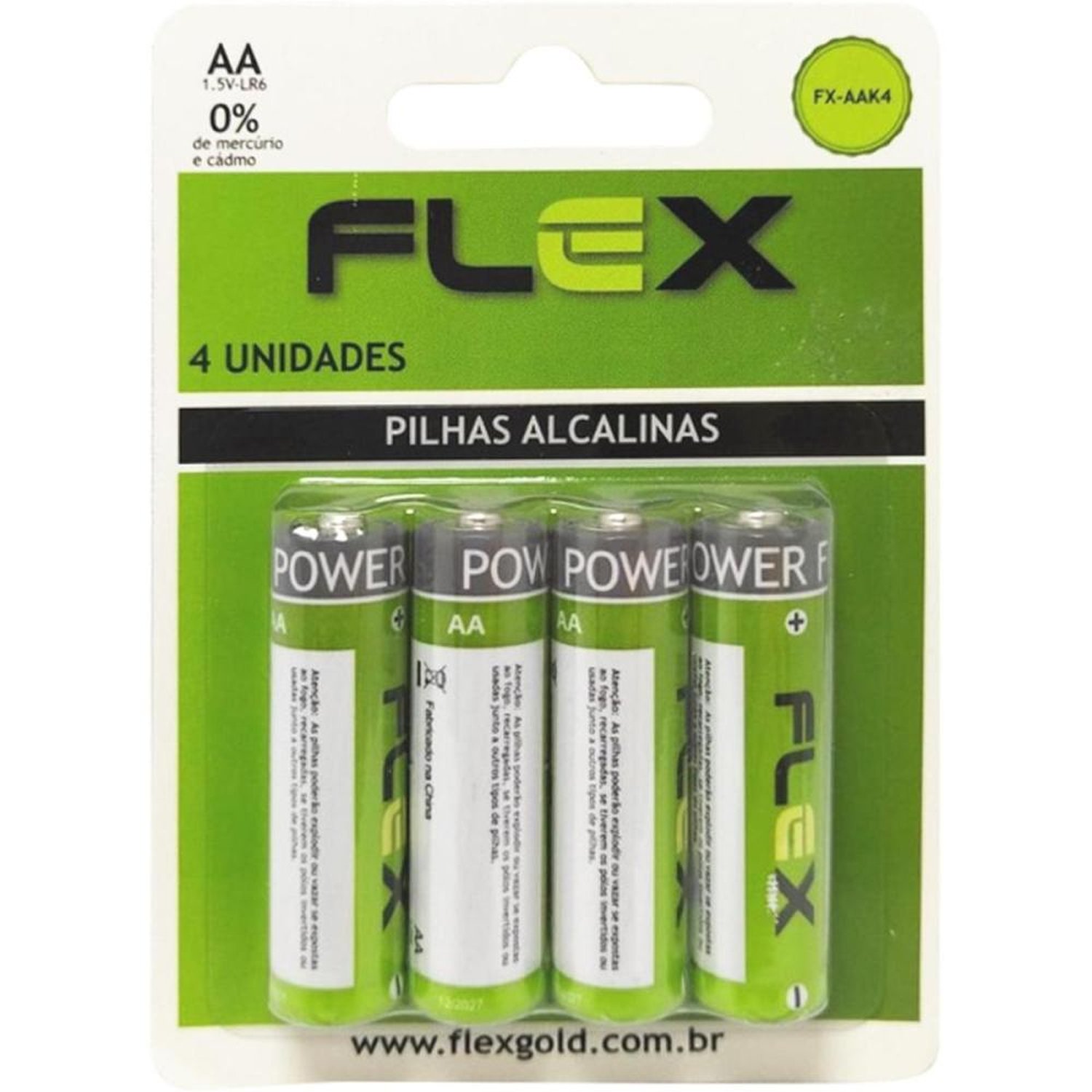 Pilha Alcalina 1,5V Aa (C/4 Pilhas) Flex Un.Venda: Car/1