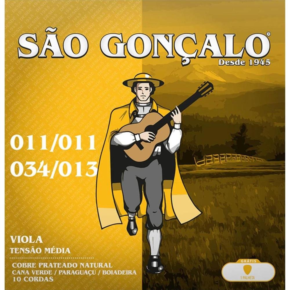 Encordoamento Para Viola Tensão Média .011 São Gonçalo Un.Venda: Pc/1