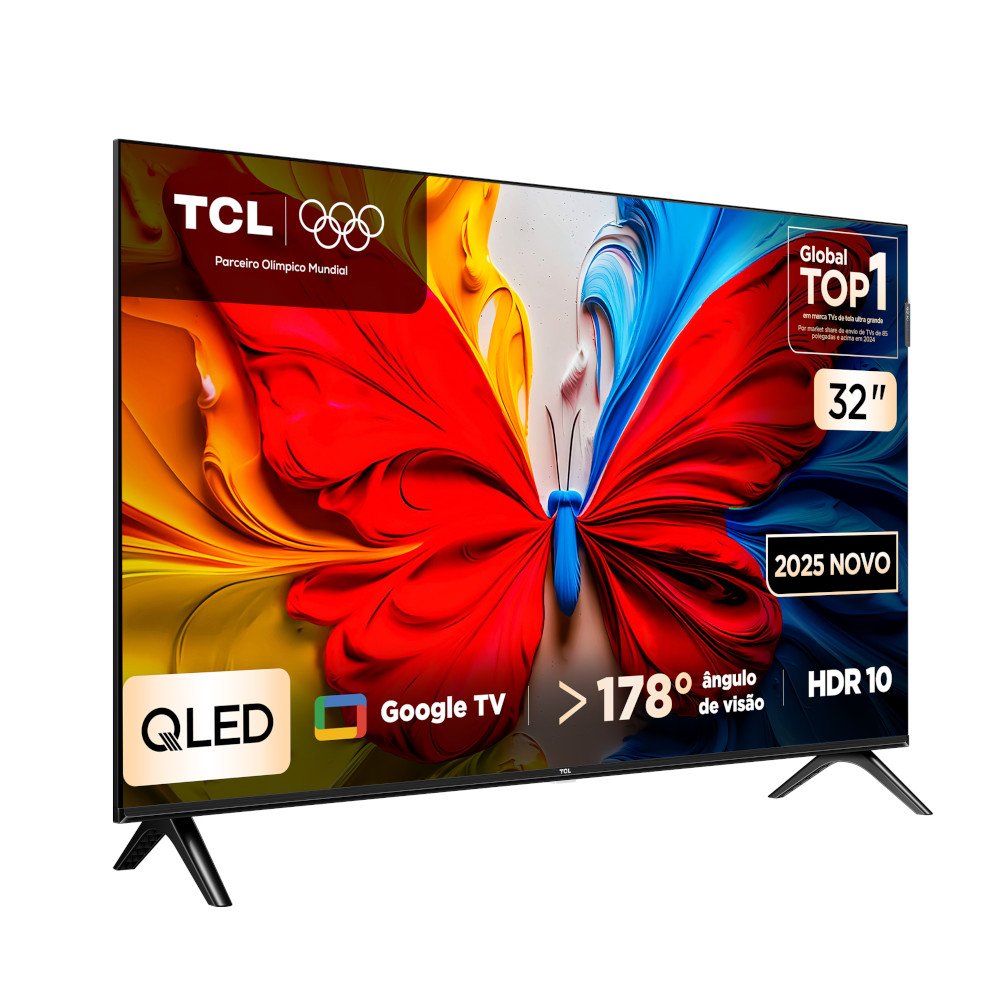 Smart Tv 32" Tcl Qled 32S5k Full Hd, Google Tv Com Wi-Fi E Bluetooth Integrados, Hdmi, Hdr10, Dolby Audio, Googlecast Integrado