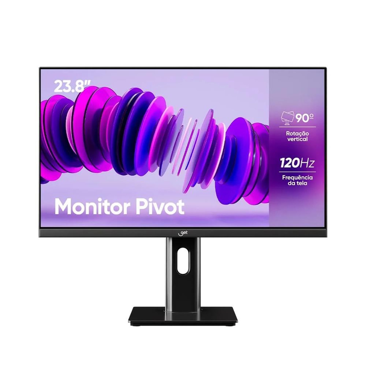 Monitor Pivot 23,8" Slim Get Led Va Full Hd 7Ms, 120Hz, Vga/Hdmi, Preto