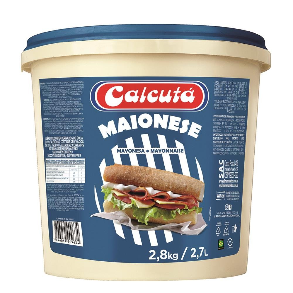 Maionese Calcuta Balde 6 X 2,8 Kg