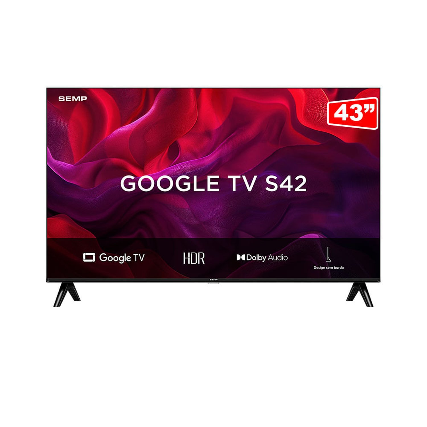 Smart Tv Semp Led Fhd 43" 43S42, Google Tv | Preto Go - 100074