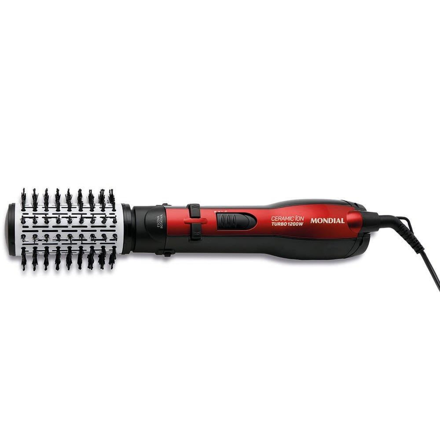 Escova Rotativa Mondial Er09 Ceramic Íon Turbo 5X1 1200W Vermelho 110V