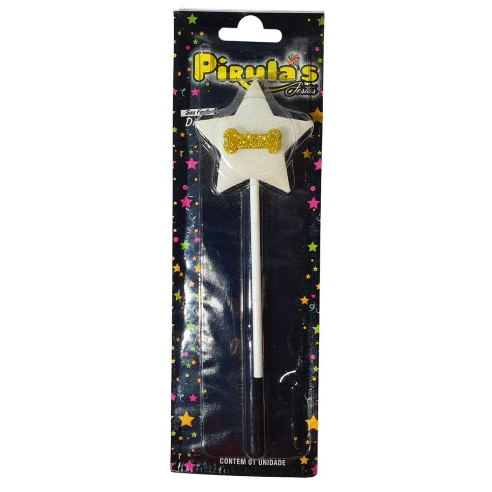 Vela Pet Topper Pirulas Osso Dog Branco Com Dourado - Com 01 Unidade ...
