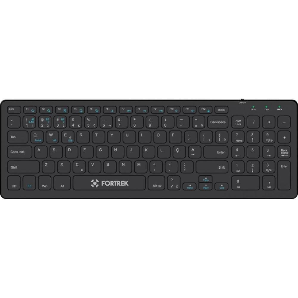 Teclado Sem Fio Office Fortrek Kb11 Full Bluetooth Preto