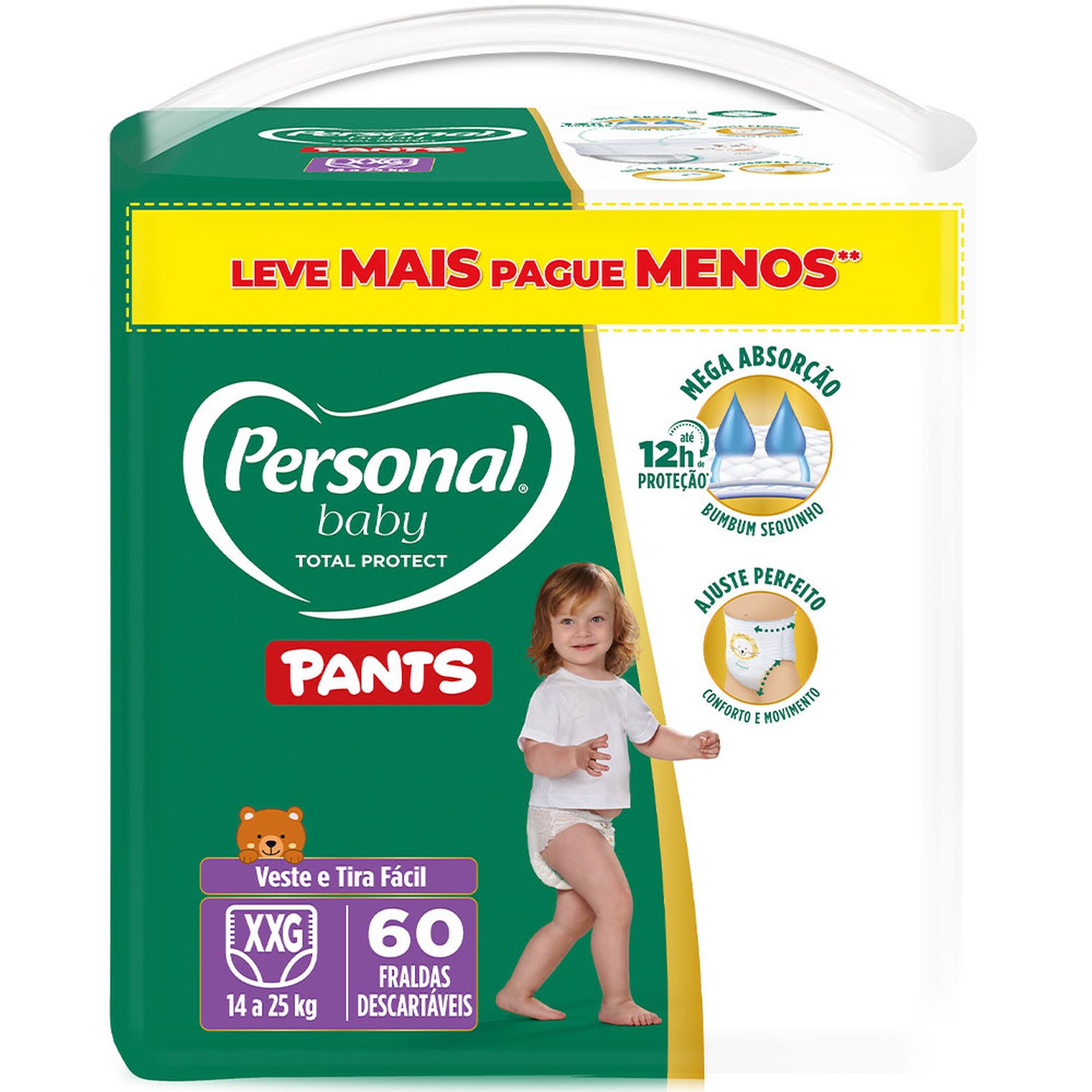 Fralda Personal Baby Pants Roupinha Giga Total Protect Tamanho Xxg Com 60 Unidades Leve Mais Pague