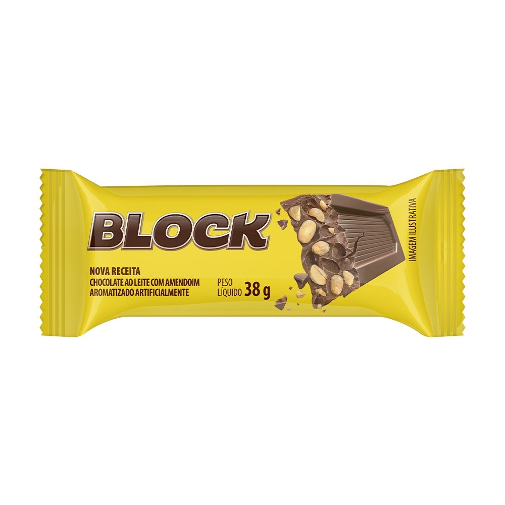 Chocolate Arcor Tablete Block 38g - Embalagem com 20 Unidades