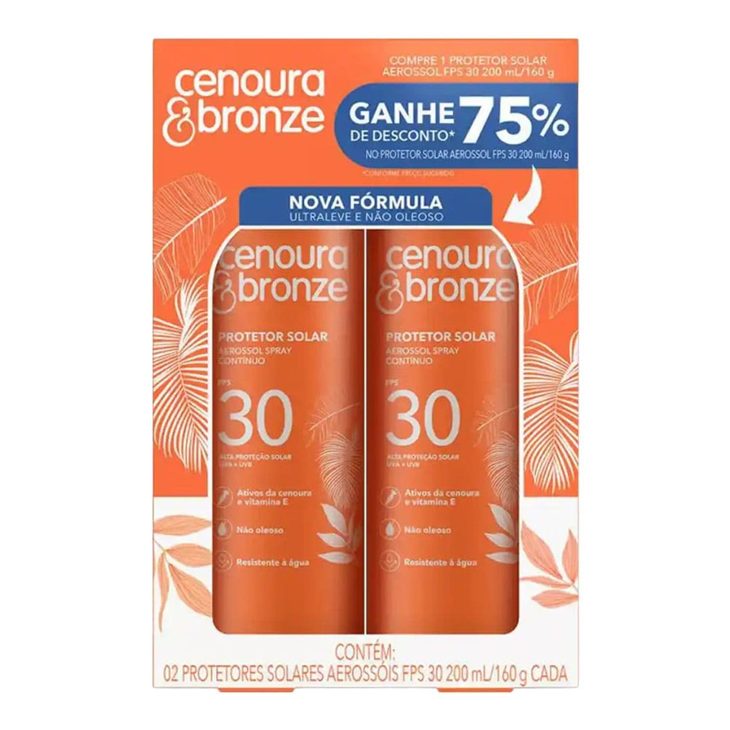 Promo Protetor Solar C&B Fps30 Aero 200Ml + Protetor Solar Corp Fps30 Aero 110Ml