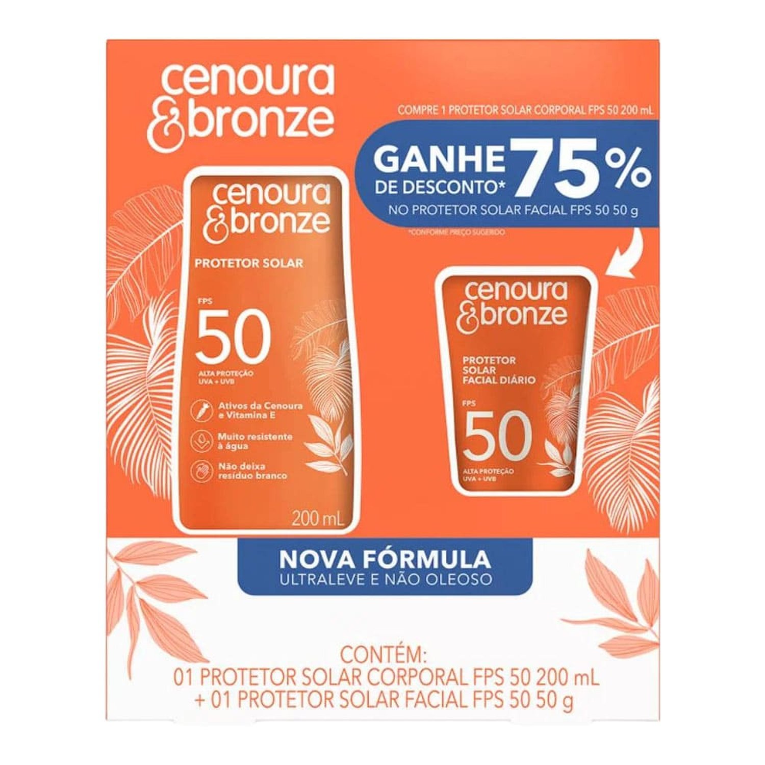 Promo Protetor Solar C&B Fps50 200Ml + Protetor Solar Facial Fps50 50G