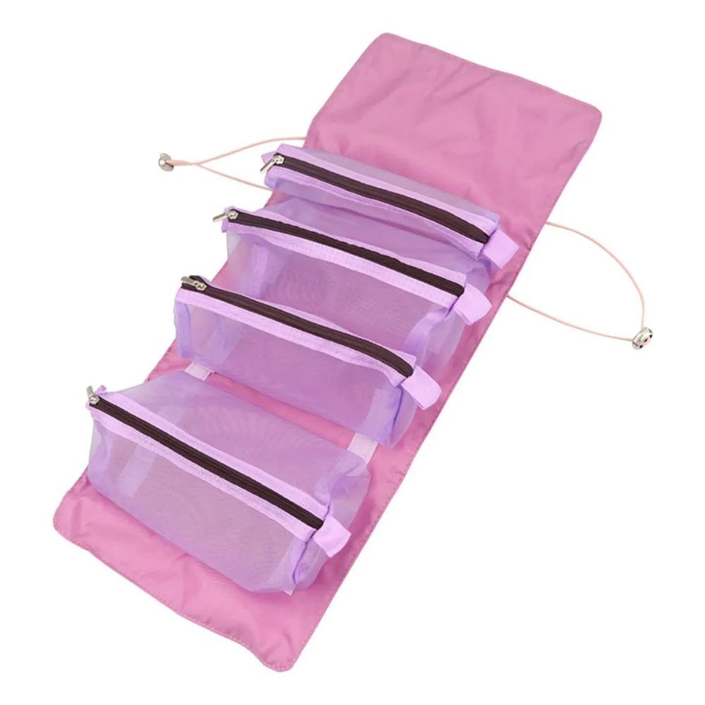 Bolsa Necessaire Estojo De Maquiagem Com Compartimentos Ideal Para Viagem Roxo