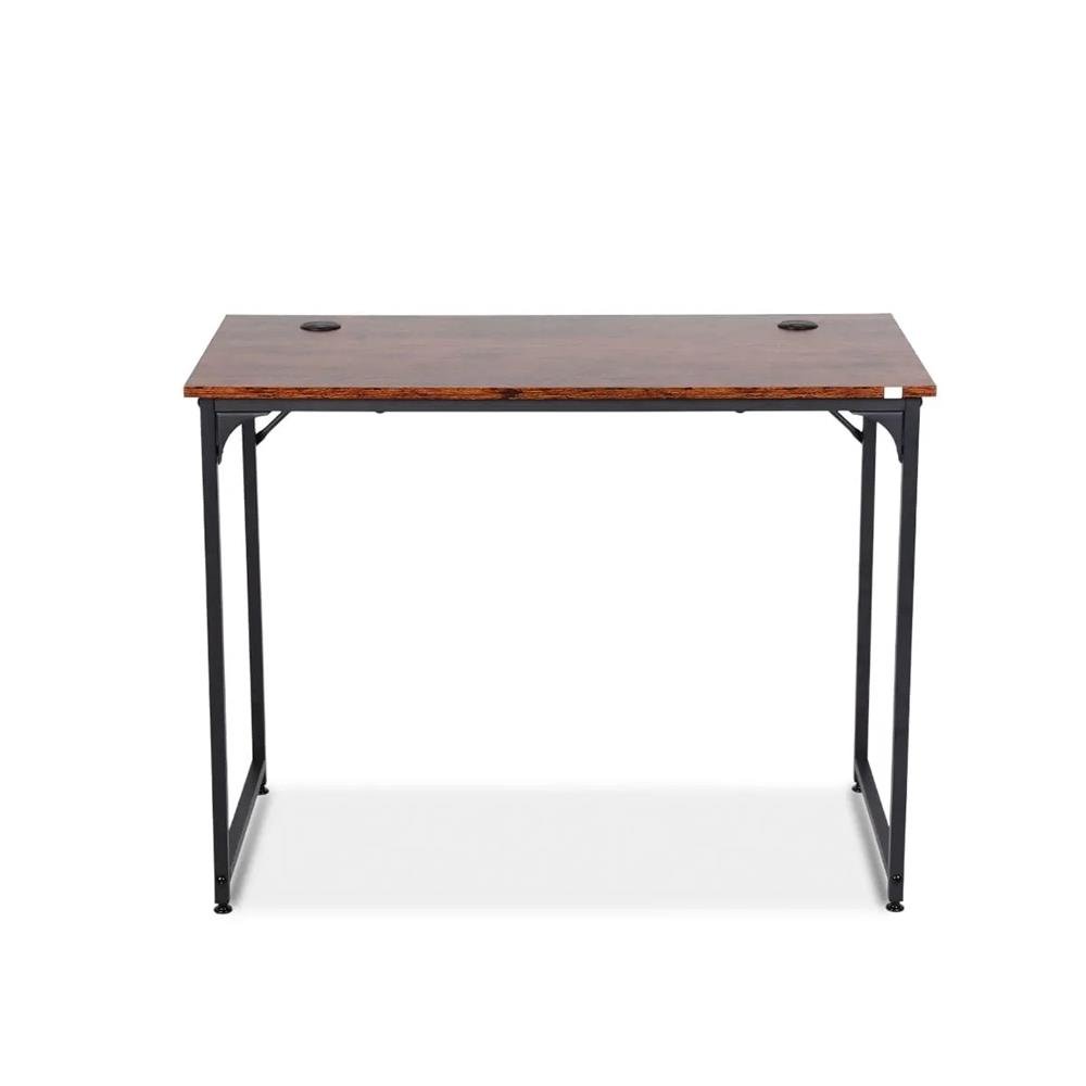 Mesa Office Get Retrô Marrom Com Passagem Para Cabos